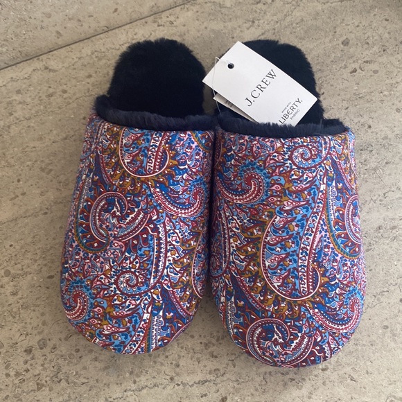J. Crew Sherpa-lined Slippers In Liberty Print - Picture 2 of 11